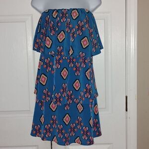 Peach Love Cream Aztec western boho  off the shoulder dress Sz L NWOT